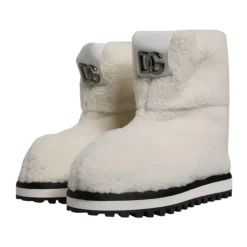 Hvide Shearling Mid Calf Støvler