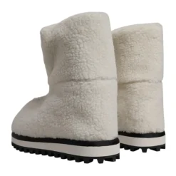 Hvide Shearling Mid Calf Støvler