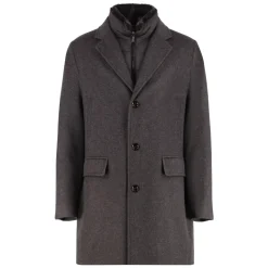 Kashmirfrakke med aftagelig pelskrave