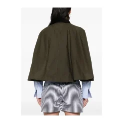 Khaki Vendbar overtøj med trykknaplukning