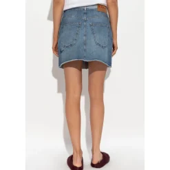 Kort denim nederdel med logo