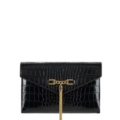 Krokodille Print Skuldertaske Sort