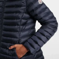 Lang Hættedunjakke Navy Blå