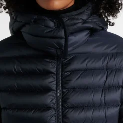 Lang Hættedunjakke Navy Blå