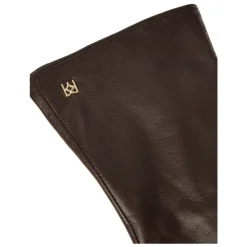 Lange mørkebrune monogramhandsker