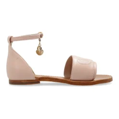 Lædersandaler med broderet logo