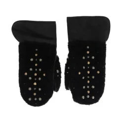 Leather Shearling Studded Gloves