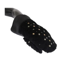 Leather Shearling Studded Gloves