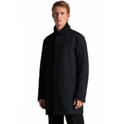 3-Level bi-stretch down-filled fabric coat