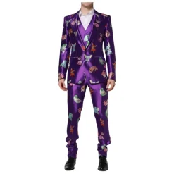 Lilla silke dyreprint 3-delt jakkesæt