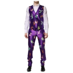 Lilla silke dyreprint 3-delt jakkesæt