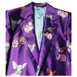 Lilla silke dyreprint 3-delt jakkesæt