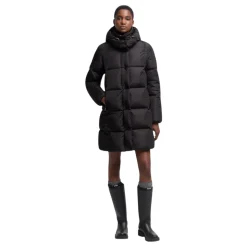 Litte Square-Quilted Hooded Long Down Jacket