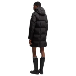 Litte Square-Quilted Hooded Long Down Jacket