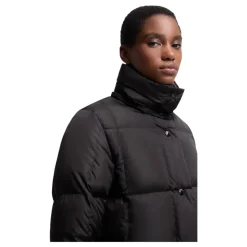Litte Square-Quilted Hooded Long Down Jacket