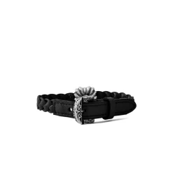 Logo Læderkædearmbånd Sort