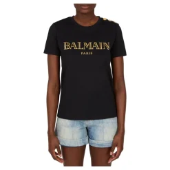 Logo print T-shirt med knapper