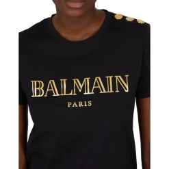 Logo print T-shirt med knapper