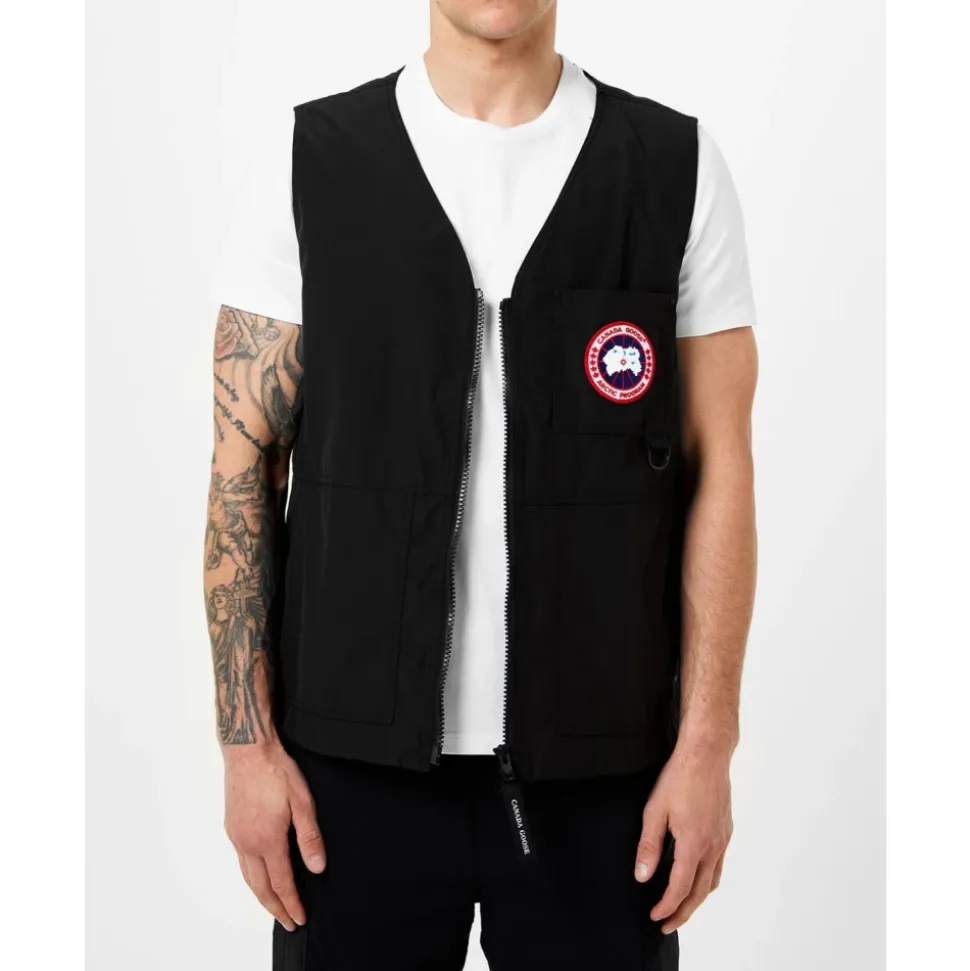 Logo Vest Sort Jakke Lynlås