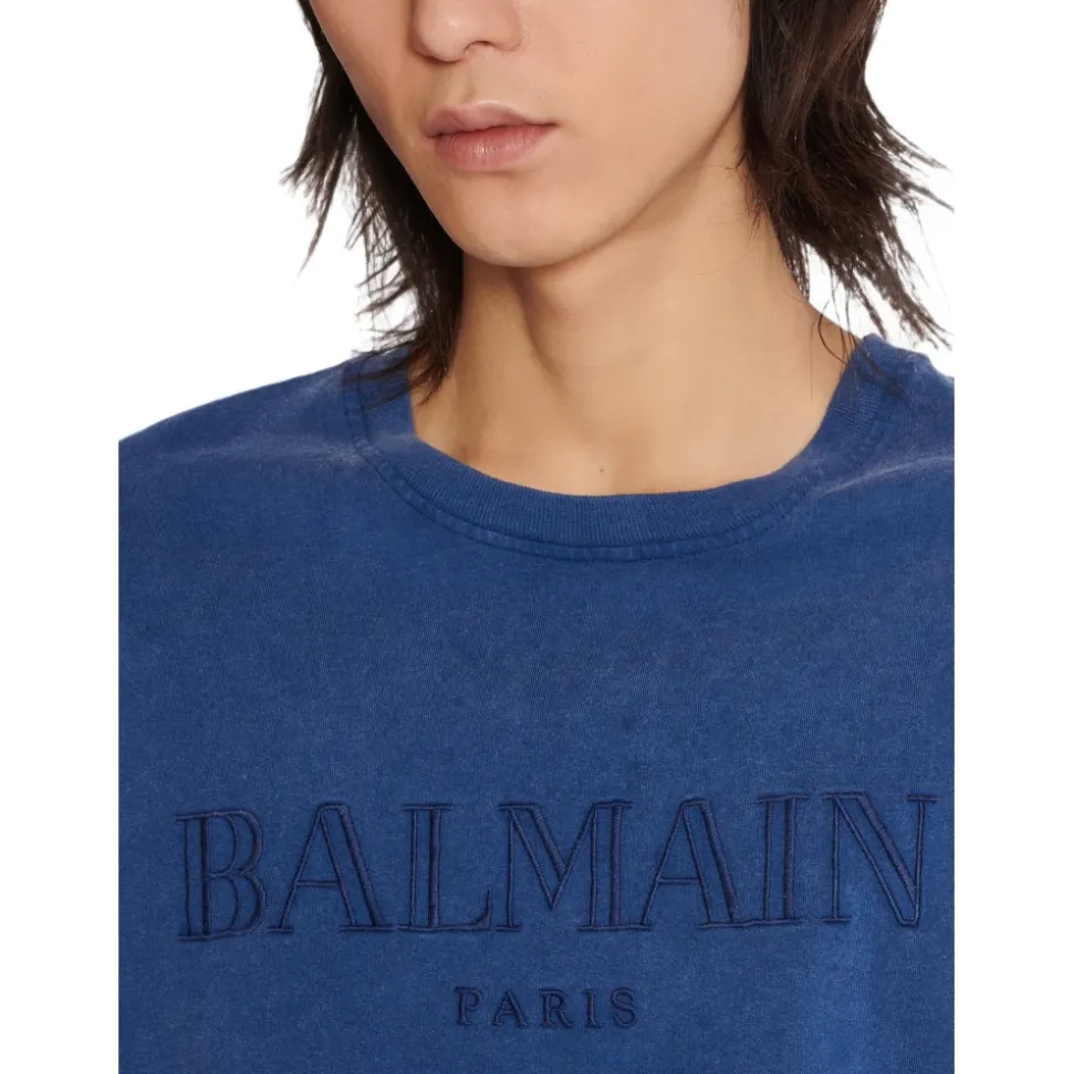 Løs T-shirt med vintage broderi