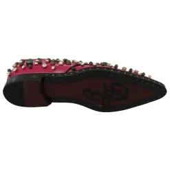 Lyserøde Krystal Læderkjole Brogue Sko