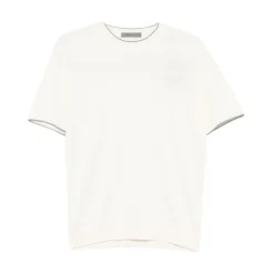 Maglia girocollo mezza manica con bordi rigati