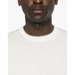 Maglia girocollo mezza manica con bordi rigati