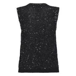 Mesh striktop med pailletter og kontrastdetaljer