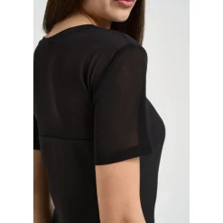 Midi-kjole i twill med rynkeeffekt