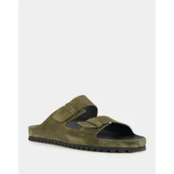 Militærgrøn Ruskind Slide Sandaler