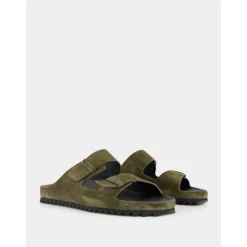 Militærgrøn Ruskind Slide Sandaler