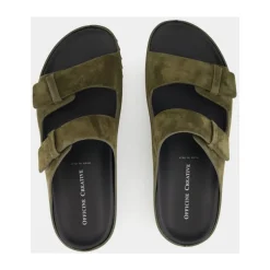 Militærgrøn Ruskind Slide Sandaler