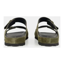 Militærgrøn Ruskind Slide Sandaler