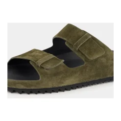 Militærgrøn Ruskind Slide Sandaler