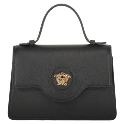 Mini lædertaske med push-lock lukning