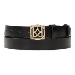 Minimalistisk læderbælte til kvinder med logo spænde
