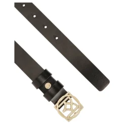 Minimalistisk læderbælte til kvinder med logo spænde