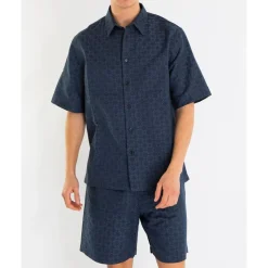 Monogram Skinnende Skjorte Blå