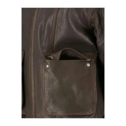 Mørkebrun læder høj hals jakke