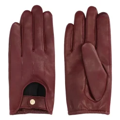 Mørkerøde læderhandsker med touch screen-funktion