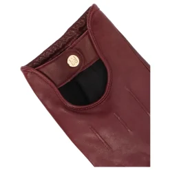 Mørkerøde læderhandsker med touch screen-funktion