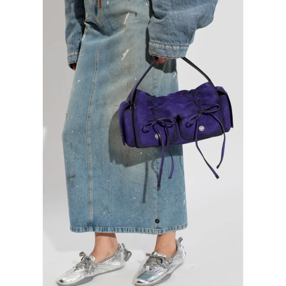 Multipocket Suede Shoulder Bag