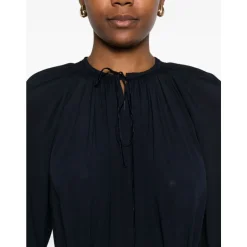 Navy Blue Slips Hals Kjole