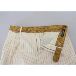 Off White Gold Stribet Tuxedo Slim Fit Suit