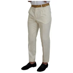Off White Gold Stribet Tuxedo Slim Fit Suit