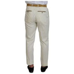 Off White Gold Stribet Tuxedo Slim Fit Suit