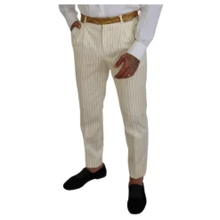 Off White Gold Stribet Tuxedo Slim Fit Suit