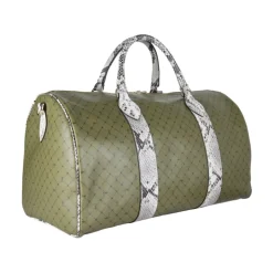 Oliven Grøn Håndtaske i Hamret Kalveskind