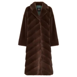 Oversized Faux Fur Coat - Brun