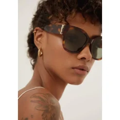 Oversized Havana Cat Eye Solbriller